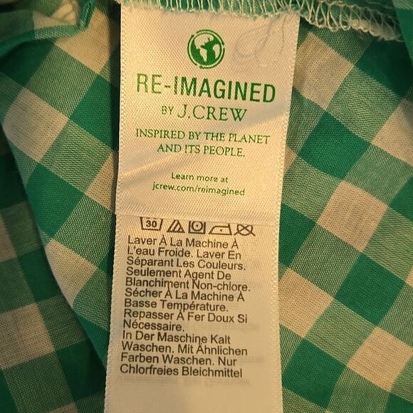 J. Crew Green and White Gingham Checked Button Down Shirt - Picture 7 of 8
